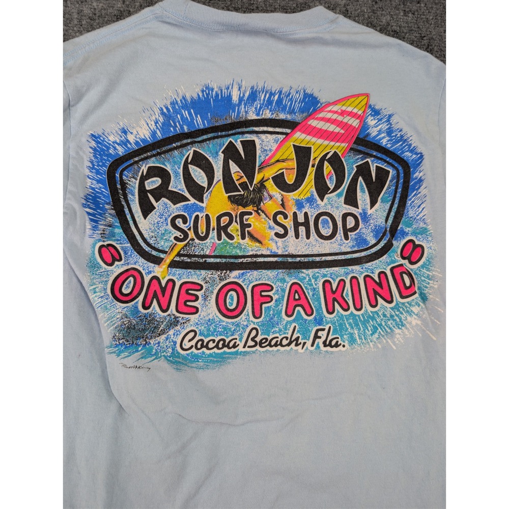 ron jon surf shop cotton blue long sleeve t-shirt tee mens size s cocoa beach fl